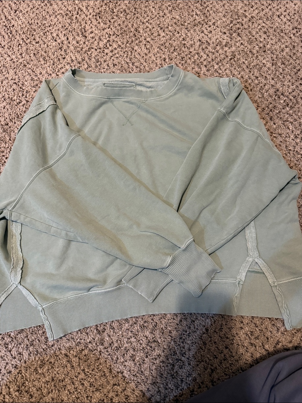 American Eagle Sage Green Exposed Seam Sweatshirt XS